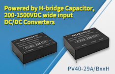 Powered by H-bridge Capacitor, 200-1500VDC wide input DC/DC Converters - PV40-29AxxH & PV40-29BxxH