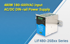 480W 180-600VAC input AC/DC DIN-rail Power Supply - LIF480-26Bxx Series